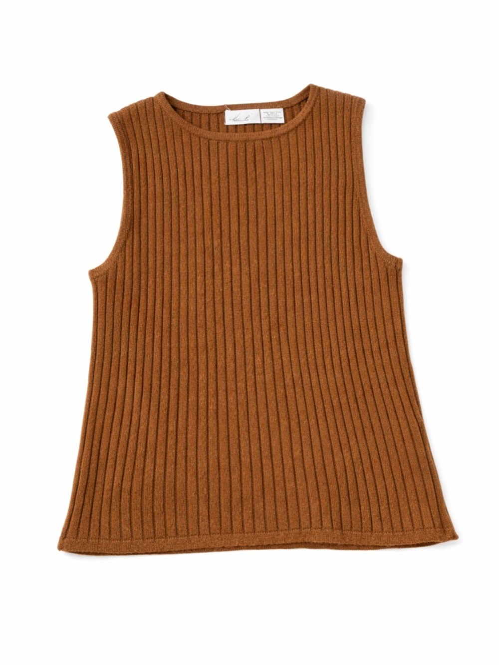 Kathie Lee Collection Ribbed Sleeveless Knit Top - Brown